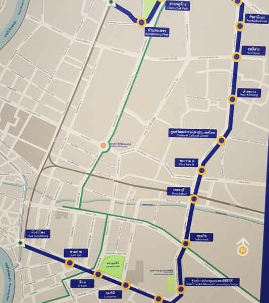 Übersicht über das Streckennetz der MRT in Bangkok