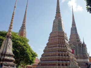 Die Großen Chedis in Wat Pho, Bangkok, Thailand