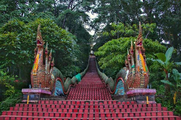 Wat Doi Suthep, Nagatreppe