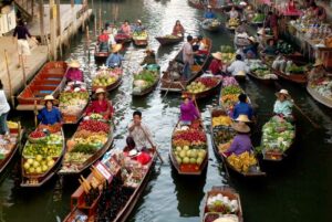 Schwimmender Markt Damnoen Saduak - Kanchanaburi Rundreise