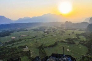 Blick über Vang Vieng