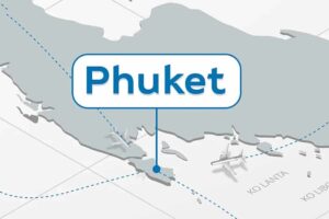 Kartenansicht von Phuket mit ankommenden Flugzeugen