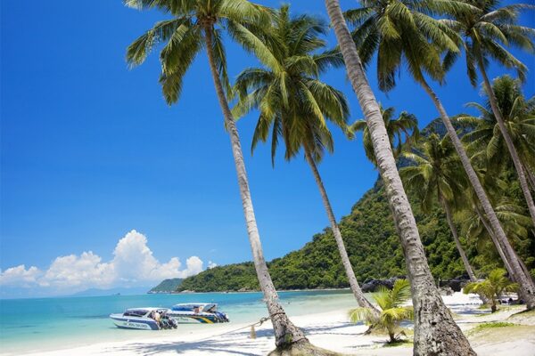 Strand im Angthong Marine National Park in der naehe von Koh Samui Thailand