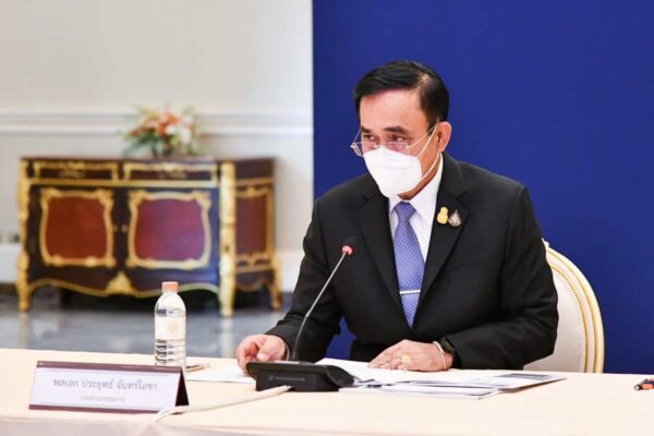 Thailands Premierminister Prayut Chan-o-cha auf einer Pressekonferenz