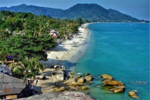 Blich auf einen der traumhaften Strände von Koh Samui, im Gold von Siam, Thailand.